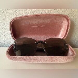 Miu Miu Vintage Oversize Sunglasses Dark Grey Y2K Designer w Case & Cloth